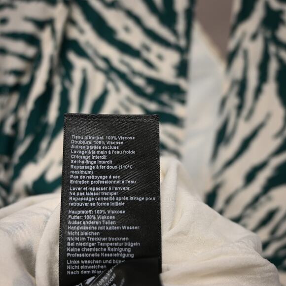 Ba&sh Belted Midi Dress Size Small Tiger Print Green Cream Back Cutout Belted - Picture 8 of 8